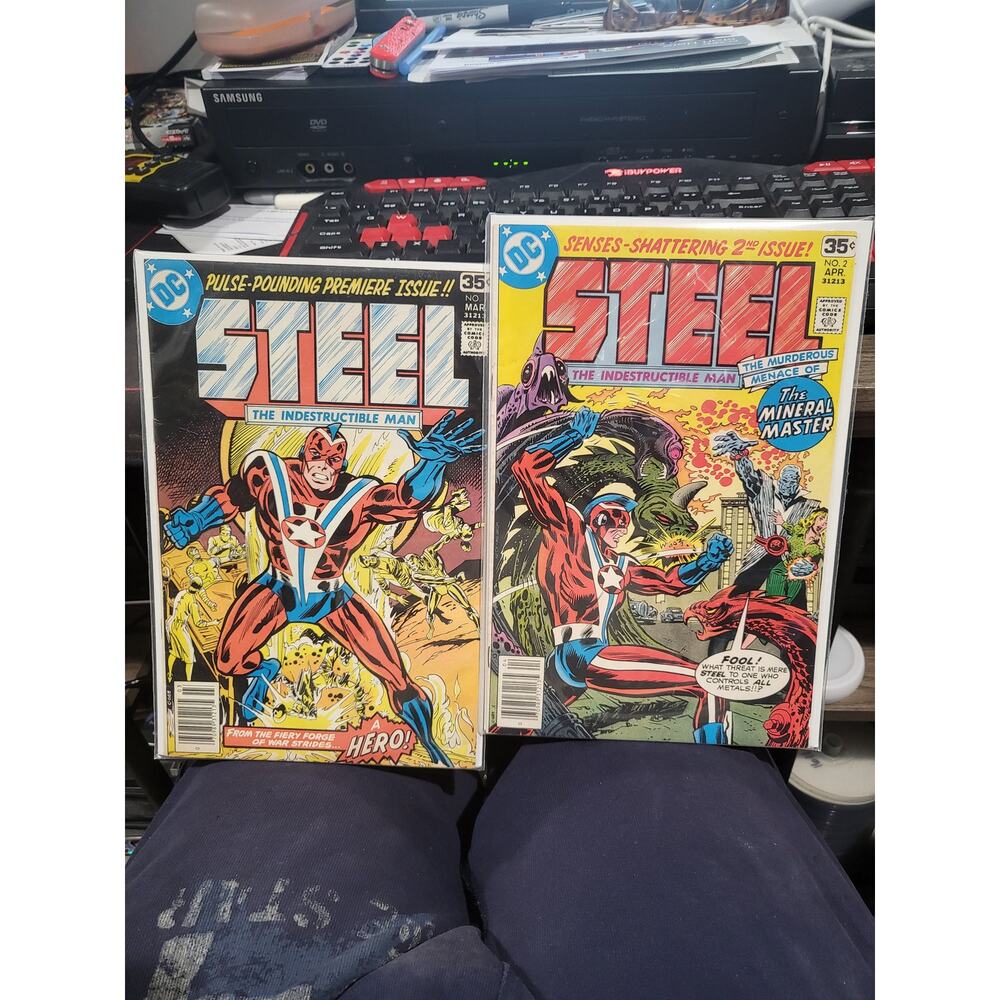 Steel The Indestructible Man #1 & #2 1978 1st app Commander Steel FINE DC Comics